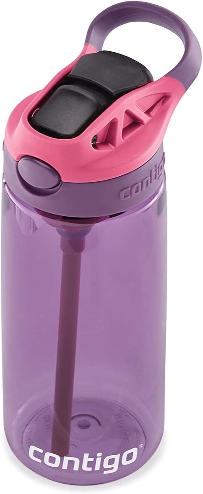 Contigo Aubrey Kids Water Bottle, 20oz, Eggplant, Spill-Proof Lid, Dishwasher Safe, Easy Clean, Purple and Pink