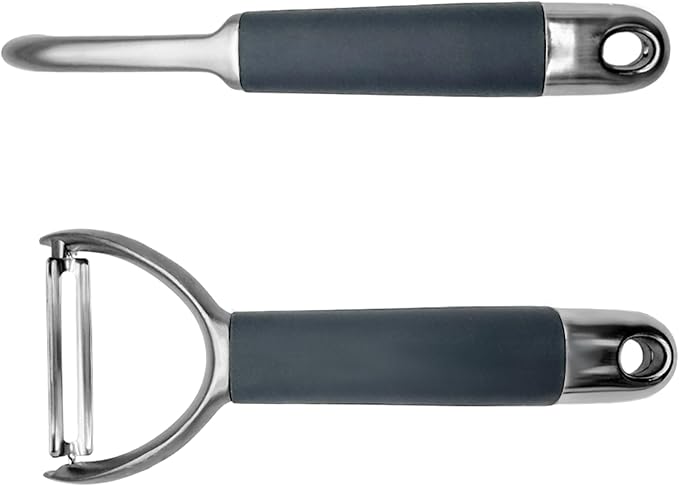 BYVOV Zinc Alloy Peeler Set, 2 Pieces Ergonomic Kitchen Tools for Fruits & Vegetables | Straight & Julienne Peelers for Effortless Peeling & Garnishing