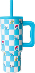 Simple Modern Smurfs Kids 24 oz Tumbler with Handle and Silicone Straw Lid | Spill Proof Leak Resistant | Reusable Stainless Steel Bottle | Gift Kids Boys Girls | Trek Collection | Smurfs Checkmate