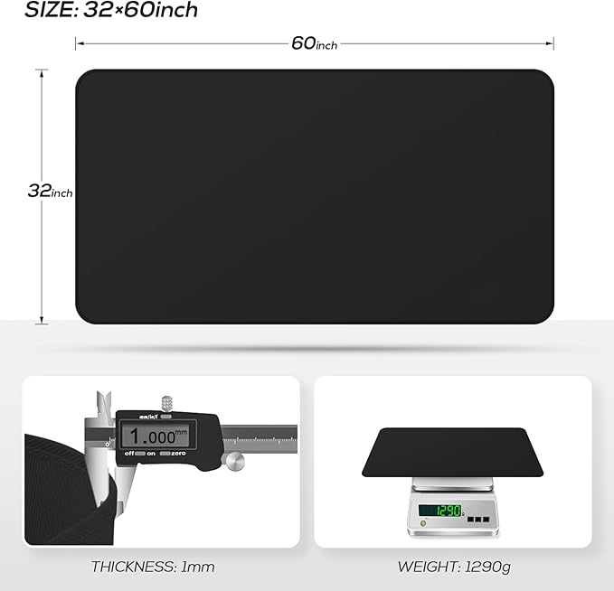FLASLD Fireproof Under Grill Mat, 60x32 inch Grill Protector Under Desk, Outdoor BBQ Deck Mat for Fire Pit, Grill, Fireplace, Stove, Smoker