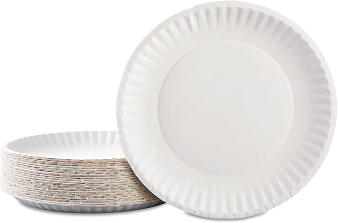 Bluetable 9 Inch Paper Plates Bulk – 1000 Count - Uncoated White 9” Dinner Plate Pizza Plate Decorative Craft Paper Plates Disposable Plates [1000 Pack/Case]