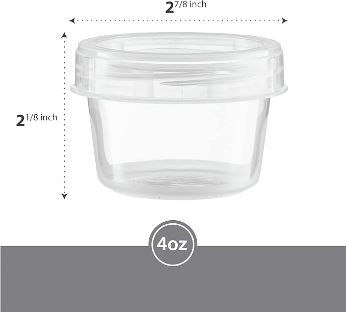 (4 Ounce 20 Pack) Clear Twist cap Containers With Clear Screw on Lids Twist Top Food Storage Freezer Containers