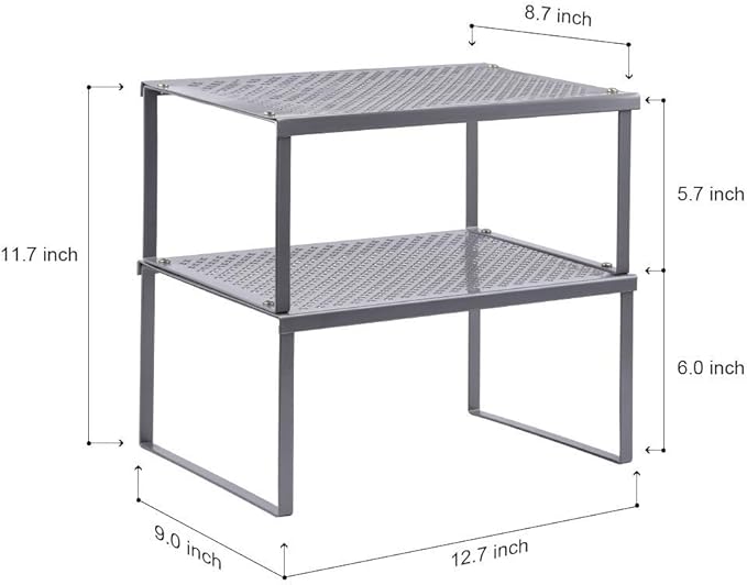 NEX Kitchen Shelf Organizer for Cabinet Counter Cupboard Pantry, Stackable & Expandable, Silver