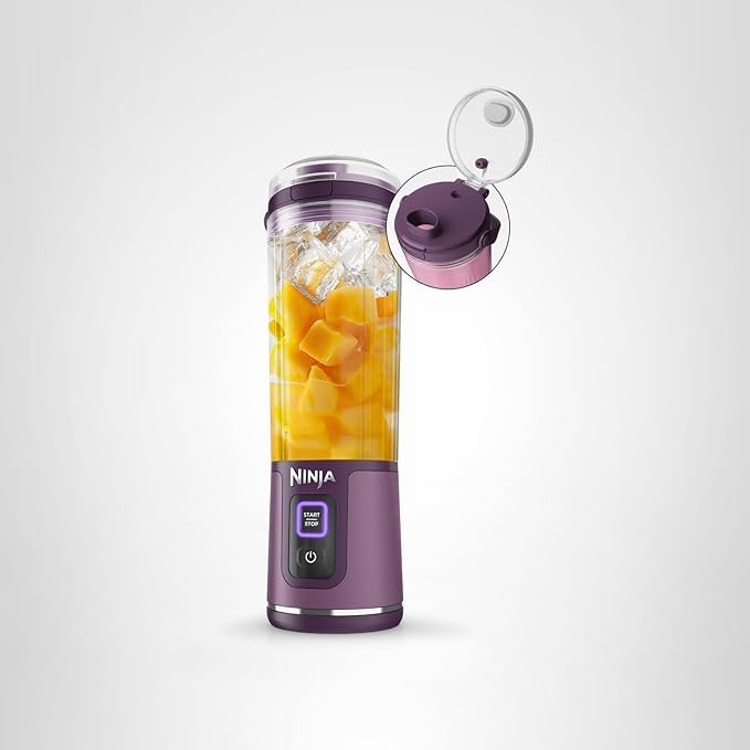 Ninja BC151PR Blast Portable Blender, Cordless, 18oz. Vessel, Personal Blender-for Shakes & Smoothies, BPA Free, Leakproof-Lid & Sip Spout, USB-C Rechargeable, Dishwasher Safe Parts, Passion Fruit
