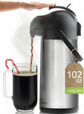 Cresimo Coffee Carafe with Pump - 102oz / 3L Airpot 12 Hours Large Hot Water Carafe, Cocoa Dispenser for Parties - Tea Flask, Insulated Stainless Steel Airpots for Hot Beverage Dispenser -Coffee Pump