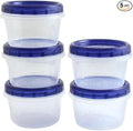 PH [16Oz - Blue - 5 Pk] Twist Top Food Storage Containers Leak-Proof, Airtight Soup Storage Canisters with Screw & Seal Lids BPA-Free, Stackable, Reusable Kitchen Essentials 16-Ounce