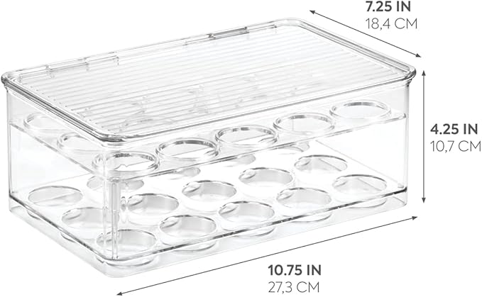 iDesign 2-Tier Coffee Pod Holder Lidded Bin, Plastic Pantry and Kitchen Storage, The Linus Collection – 7.25" x 10.75" x 4.25", Clear
