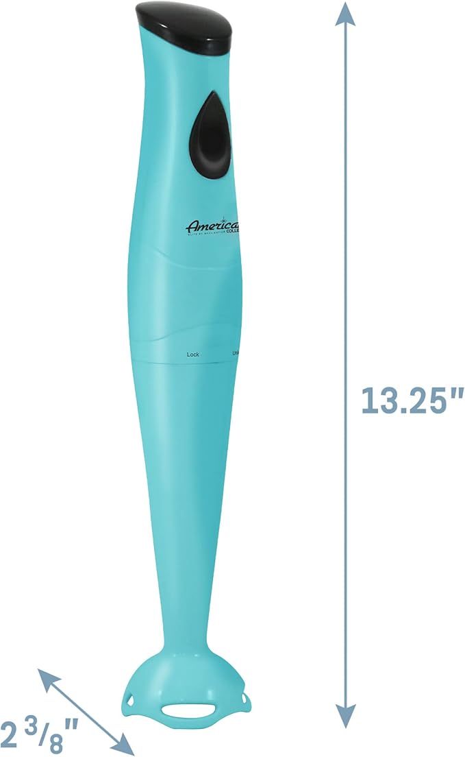Elite Gourmet EHB-2425BL Aqua Electric Immersion Hand Blender, 150 Watts, For Soups, Sauces, Baby Food, Blue