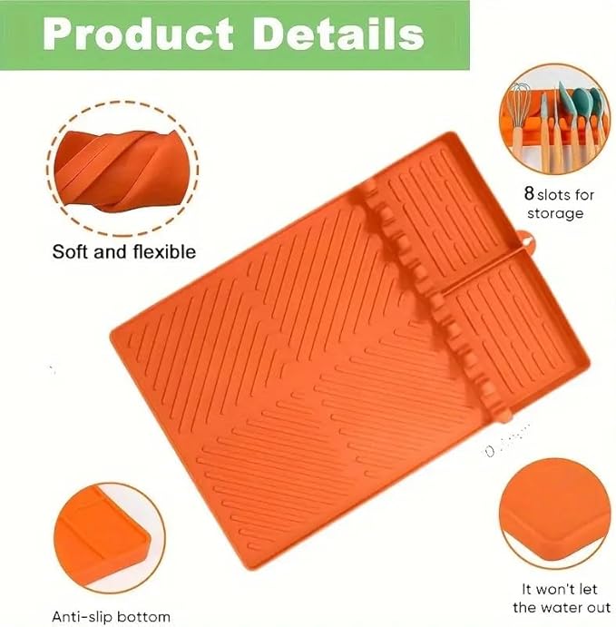 Emptycolor Silicone Grill Mat for Blackstone Griddle, Heat Resistant Non-Slip Griddle Mat for Outdoor Grill Cooking, Silicone Spatula Tool Mat for Blackstone Accessories with Drip Pad