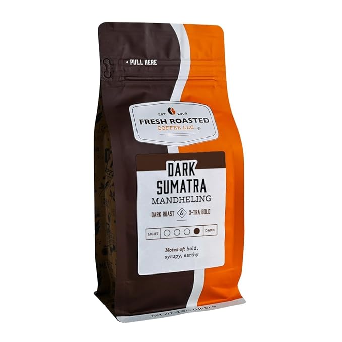 Fresh Roasted Coffee,100% Dark Sumatra Mandheling | 12 oz | Single Origin | Dark Roast | Kosher | Whole Bean