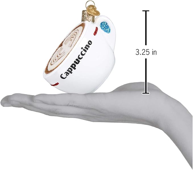 Old World Christmas Cappuccino Glass Blown Ornament for Christmas Tree, Handcrafted Holiday Decoration, Coffee Collection