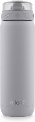 Ello Cooper 18oz Kids Stainless Steel Water Bottle with Straw and Carry Handle, Double Walled and Vacuum Insulated Metal, Leak Proof Locking Lid with Soft Silicone Spout, Reusable, BPA Free, Gray
