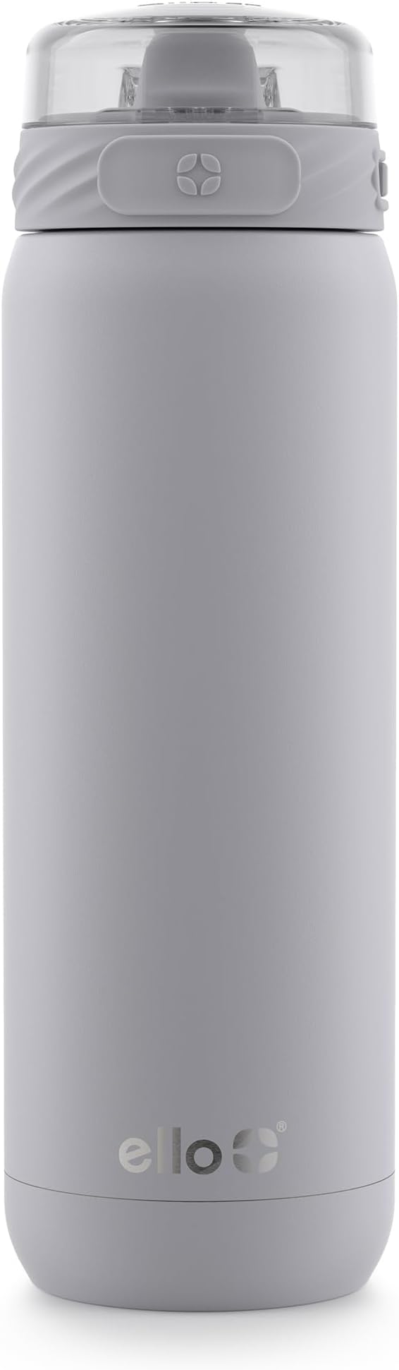 Ello Cooper 22oz Stainless Steel Water Bottle with Straw and Carry Handle, Double Walled and Vacuum Insulated Metal, Leak Proof Locking Lid with Soft Silicone Spout, Reusable, BPA Free, Grey