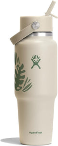 Hydro Flask Travel Water Bottle - Insulated Stainless Steel - Wide Straw Lid, Non Spill, Leakproof in 32 Oz Botanical Bliss Coconut