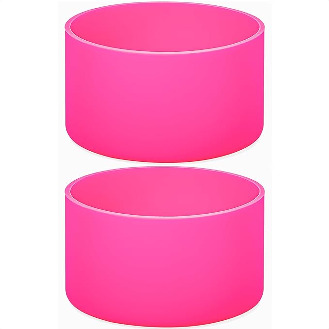 QIANHAI Silicone Boots for Stanley Cup 40oz Tumbler & IceFlow 20 30oz - Stanley Cup Accessories -Fits Hydro Flask 12-24oz Standard/Wide Mouth & YETI Rumber, Simple Modern (2 RoseHotPink)