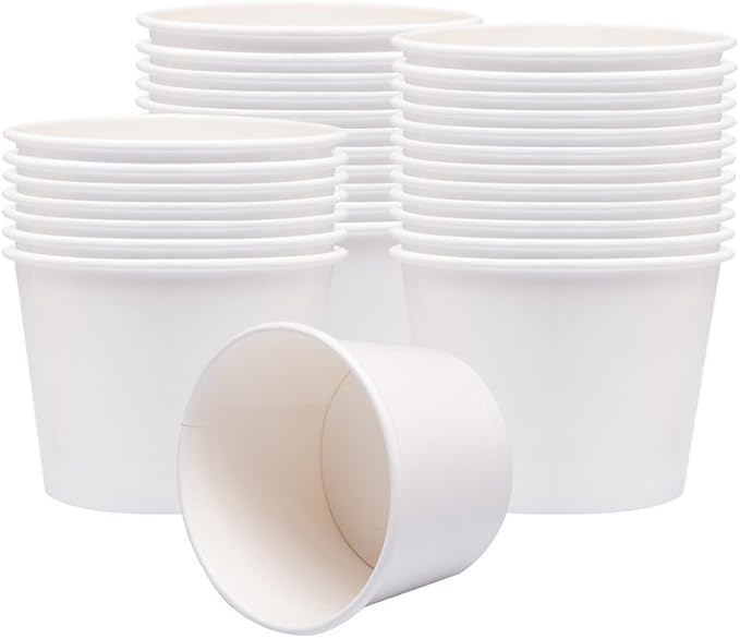 Paper Ice Cream Cups with Lids, Hot/Cold Soup Cups (White, 40, 12 oz)