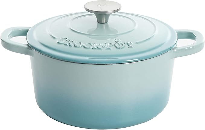 Crock-Pot Artisan Round Enameled Cast Iron Dutch Oven, 7-Quart, Aqua