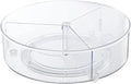 Roninkier Clear Lazy-Susan Organizer with 3-Dividers - 11 Inch Divided Turntable Organizer for Cabinet, Pantry, Kitchen, Fridge, Countertop, Bathroom, Vanity