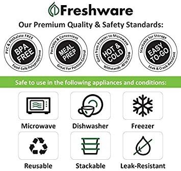 Freshware Meal Prep Containers ,1 Compartment with Lids, Food Containers, Lunch Box | BPA Free | Stackable | Bento Box, Microwave/Dishwasher/Freezer Safe, Portion Control ,28 oz (Pack of 15)