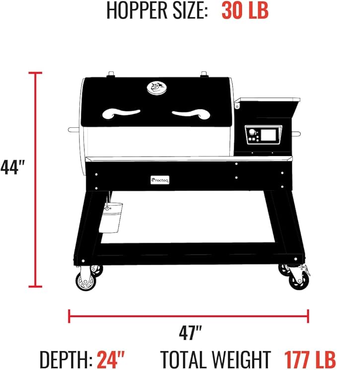 recteq Pellet Smoker Grill Deck Boss 800, Electric Pellet Smoker, Outdoor Grills & Smokers, Wi-Fi-Enabled BBQ Grill