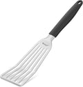 Beijiyi Fish Spatula Stainless Steel, 13.5" Large Metal Fish Spatula for Cast Iron Skillet Cooking and Grilling, Kitchen Slotted Turner with Full Tang Silicone Handle and Curved Blade