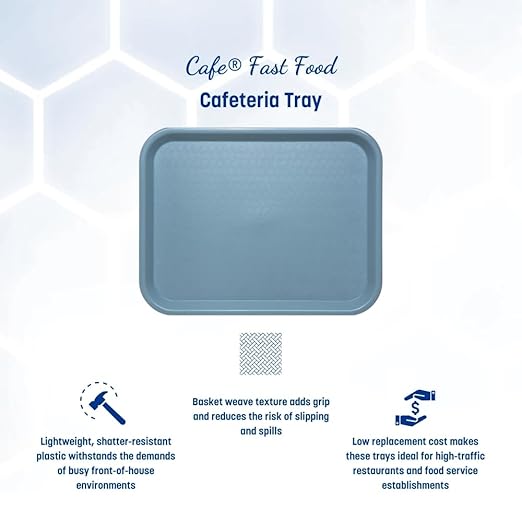 Carlisle FoodService Products Cafe Plastic Fast Food Tray, 12" x 16", Slate