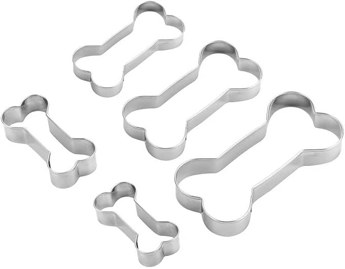 MrCookie Dog Bone Cookie Cutters Set,Stainless Steel Sandwiches Cutters Biscuit Molds for Kids,5pcs Sturdy Cutters for Cookies,Sandwiches,Small to Large Size of 2.32'',2.99'',3.88'',4.17'',4.8''