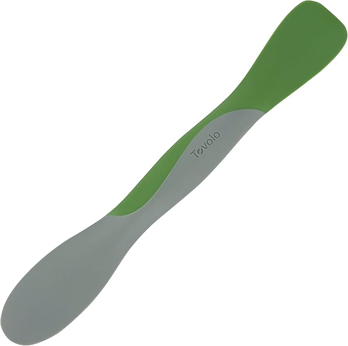 Tovolo Mini Scoop and Spread Tool for Kitchen Meal Prep Small Sandwich Spreader Spatula for Peanut Butter Jelly, Silicone BPA Free Dishwasher Safe Scooper Spreader, Pesto Green and Oyster Gray
