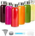 Zukro Clear Glass Juice Bottles 10.5 oz, 6 Pack Reusable 300ml Glass Jars With Airtight Stainless Steel Lids for Juicing, Milk, Ginger Shot, Smoothie, Leak Proof Small Water Container, BPA Free