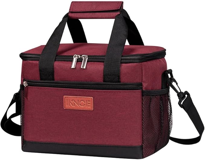 iknoe Insulated Lunch Bag, Foldable 8.5L Cooler Bag for Men & Women, Leakproof Thermal Design, Great for Office, Picnic, Travel, Lunch Box, Red