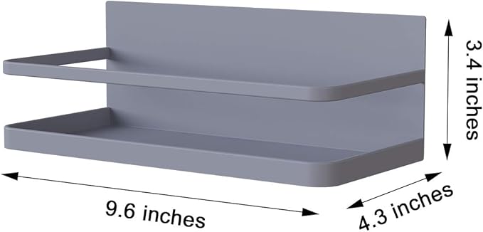 Magnetic Spice Rack Organizer Single Tier Refrigerator Spice Storage Shelf, Easy to Install The Side of The Refrigerator Can Hold spices (Gray 1)