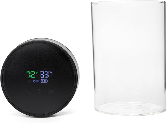 Herb Guard Auto-Cure Smart Jar and Vacuum Seal Curing Jar with Built In Hygrometer (1 Liter / 2 Oz Capacity) Curing Kit & Child Resistant Container Keeps Herbs and Serving Spices Fresh for Months