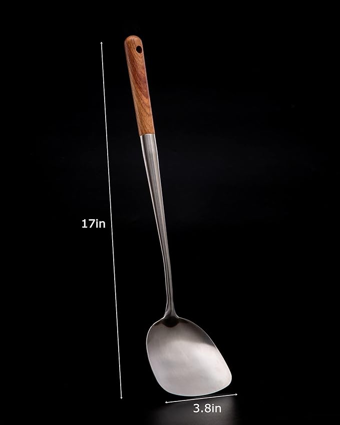 FJNATINH Wok Spatula - 17 Inch Stainless Steel Wok Turner for Cast Iron Skillet