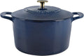 MARTHA STEWART Gatwick 7-Quart Enamel Cast Iron Dutch Oven Pot with Lid – Navy Blue with Gold Knob – Durable Heavy-Duty Dutch Oven for Slow Cooking & Braising