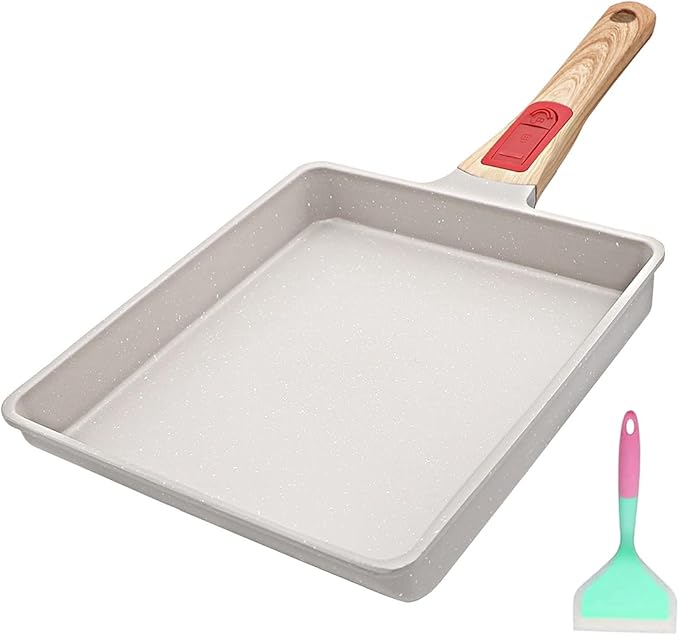 Nonstick Tamagoyaki Pan Large, Japanese Omelette Square Egg Pan Nonstick, Detachable Handle, PFAS & PFOA-Free, Oven Safe