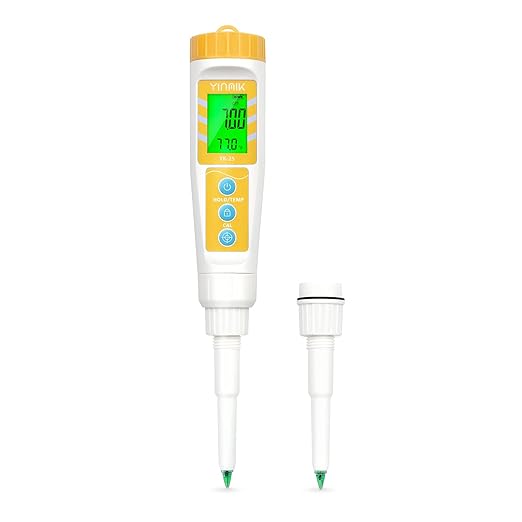 YINMIK Food pH Meter with Extra pH Replaceable Probe,Digital pH Tester for Sourdough and Bread,Food pH Tester for Meat,Canning,Cheese,Solid Samples, Soft Soil and Water…