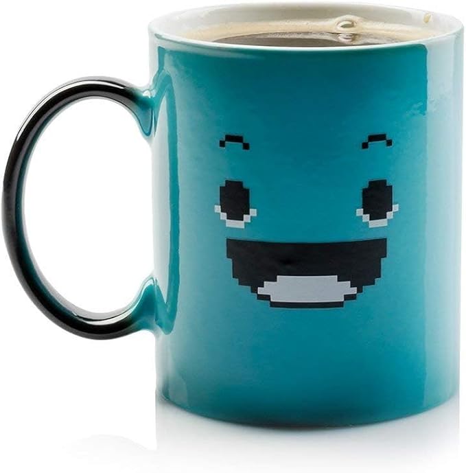 InGwest Color Changing Coffee Mug – 11oz Ceramic Heat Sensitive Cup with Funny Smile – Great for Morning Coffee or Gift