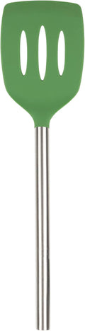 Tovolo Silicone Slotted Turner With Stainless Steel Handle, Pancake Spatula, Scratch-Resistant Kitchen Utensil for Nonstick Cookware & Cast Iron Skillets, Pesto, 1 Count