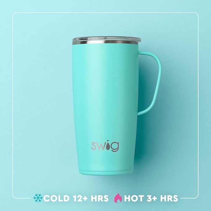 Swig Life 22oz Travel Mug, Insulated Tumbler with Handle and Lid, Cup Holder Friendly, Dishwasher Safe, Stainless Steel, Travel Coffee Cup, Insulated Mug with Lid (Boho Desert)