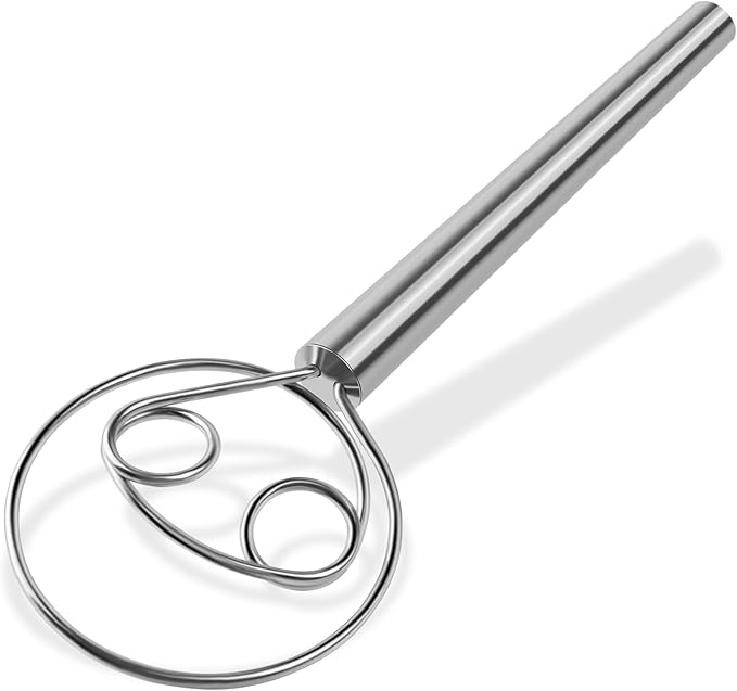 Maxjoy Danish Dough Whisk Stainless Steel Hook Dutch Style Bread Mixer for Sourdough Making Tool