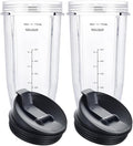 Blender Cups Fit for Ninja, Replacement Parts 24OZ Cups with Sip & Seal Lids, Blender Accessories Compatible with Nutri Ninja Auto IQ Series BL480 BL481 BL482 BL490 BL640 BL680 BL450 BL482(2 Pack)