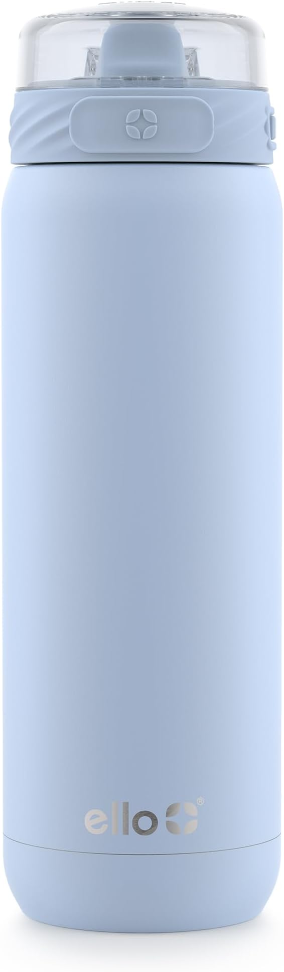 Ello Cooper 18oz Kids Stainless Steel Water Bottle with Straw and Carry Handle, Double Walled and Vacuum Insulated Metal, Leak Proof Locking Lid with Soft Silicone Spout, BPA Free, Halogen Blue