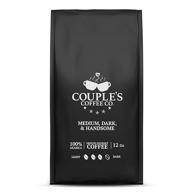 Couple’s Coffee Ground Coffee | Smooth Medium Dark Roast Blend | Gives Back to Military Families | Medium Dark and Handsome | Made with 100% Arabica Beans | 12oz