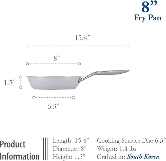 TECHEF - CeraTerra - 8 inch Ceramic Frying Pan – PFAS, PTFE & PFOA-Free, Toxin-Free Ceramic Coating, Induction-Ready, Oven & Dishwasher Safe, Ceramic Nonstick Frying Pan Made in Korea