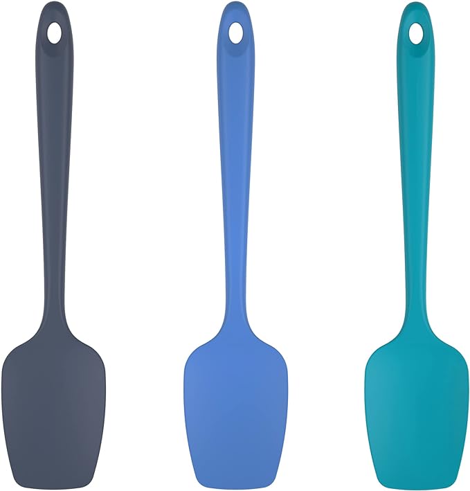 U-Taste Silicone Spoon Spatula Set, 600ºF High Heat Resistant Food Grade Flexible Rubber Scraper, Cooking Mixing Baking Kitchen Utensils Set of 3 (Multicolors)