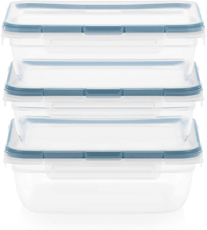 Snapware Food Storage Containers, Plastic, 8.5-Cup, Rectangular | Leakproof & Airtight | BPA-Free | Microwave & Dishwasher Safe | Pack of 6