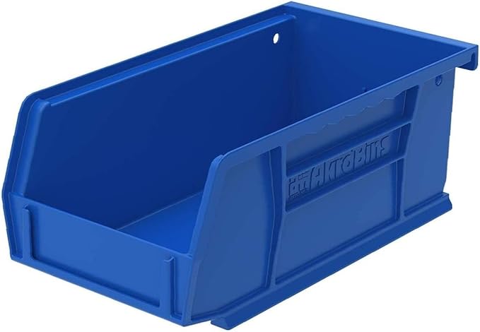 Akro-Mils 30220 AkroBins Plastic Storage Bins, Space-Saving Stackable Bins for Garage, Pantry, Craft Organization, 7-" x 4-" x 3-", Blue, 24-Pack