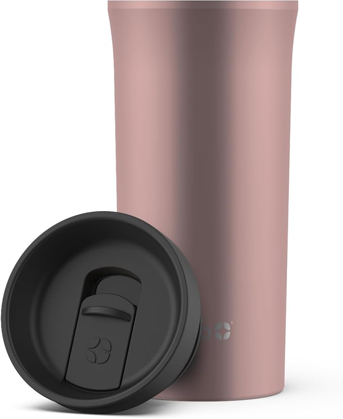 Ello Arabica 14oz Stainless Steel Travel Mug with Leak-Proof Slider Lid, Keeps Hot for 5 Hours, Perfect for Coffee or Tea, BPA-Free Tumbler | Gift for Coffee Lovers, Rosegold