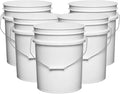 House Naturals 5 Gallon Premium HPDE Plastic Bucket - Made in USA Food Grade Storage Container, BPA Free All Purpose Pail (5, White)