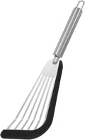 uxcell Stainless Steel Fish Spatulas with Handle Kitchen Cooking Spatula for Egg, Fish, Pancake Black